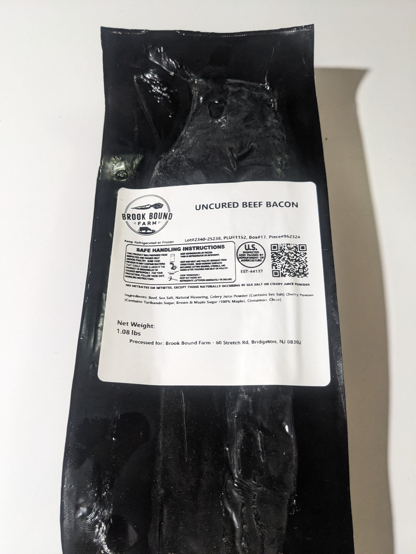 Beef Bacon - Uncured with Salt and Maple Sugar