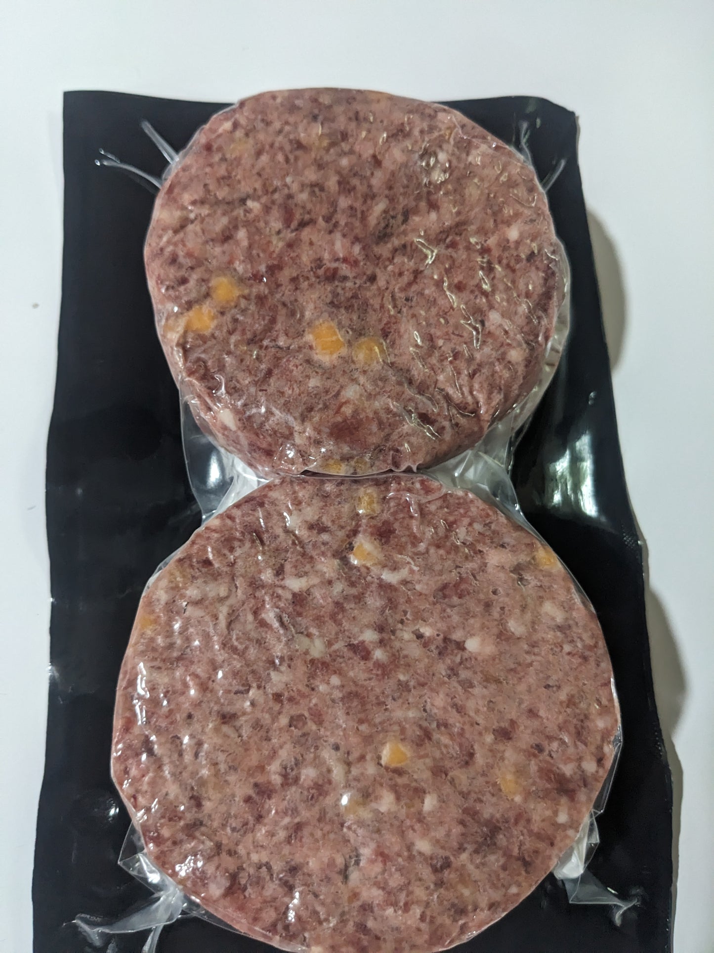 Beef Hamburger Patties with Uncured Bacon and Cheddar
